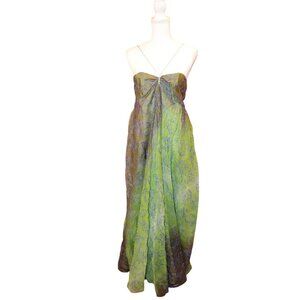Emporio Armani Green & Blue Embroidered Floral Gown, Size 38/US 2 NWT